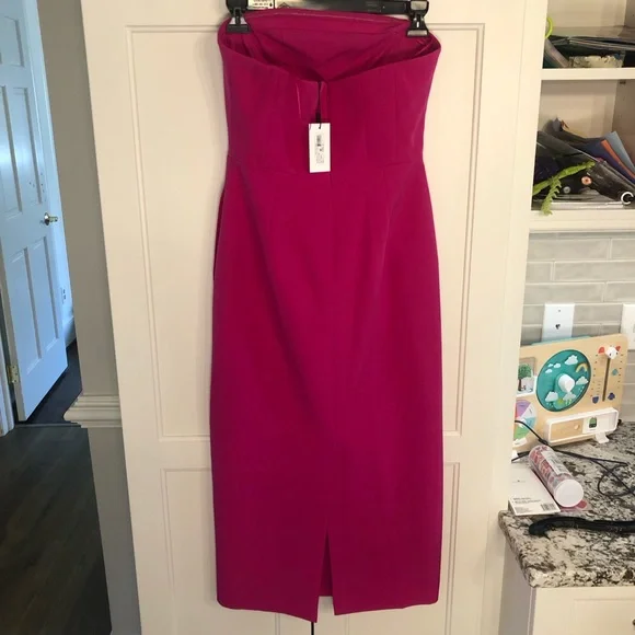 NWT Milly Pink Strapless Midi Dress - Picture 4 of 4